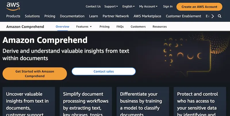 AWS comprehend screenshot